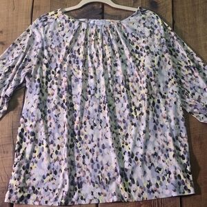 Liz Clairborne Career Women Dress Shirt SZ 1x Grey Based Flowy Comfortable